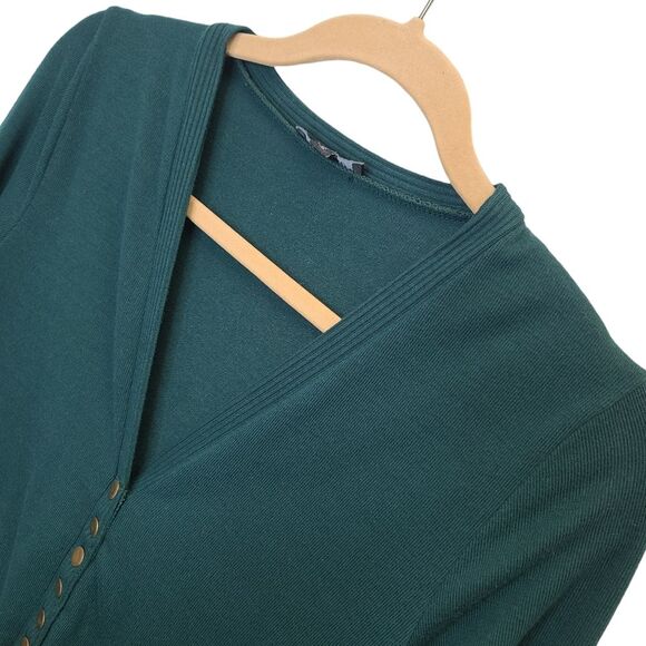 Traleubie Womens Emerald Green Snap Button Down Cardigan S - Picture 11 of 16